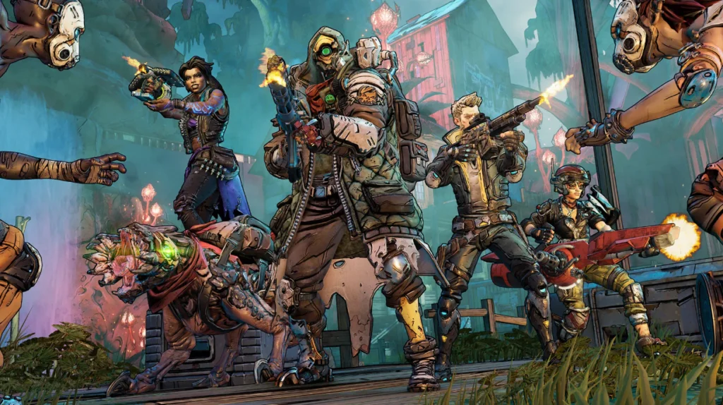 De speelbare personages van Borderlands 3 in een coole pose.