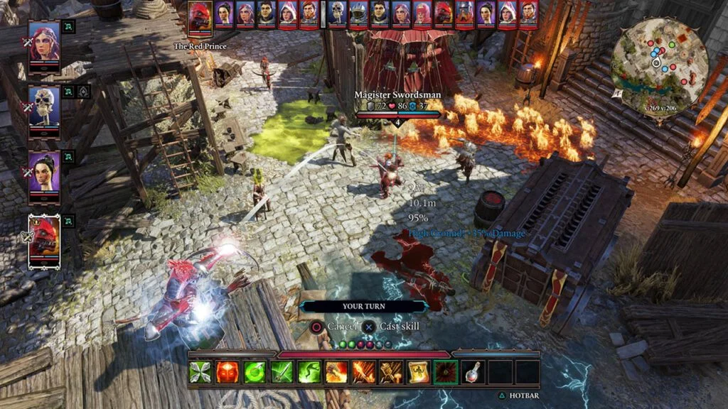 Een screenshot van een combat encounter in Divinity 2.