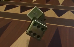 Digitale dobbelstenen van puur goud. Een screenshot uit Tabletp[ Simulator.