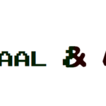 De logo van Digitaal en Analoog (D en A). Een DNA helix met iconen van bordspellen en videogames aan de linkerkant, met de naam van de site rechts. 'Digitaal' heeft een gepixeleerd font terwijl die van 'analoog' vloeiend is.