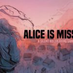 De box art van Alice is Missing. Alice staart over Silent Falls.