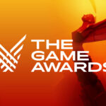 Het logo van de Game Awards met op de achtergrond de trofee