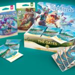 De starter decks en display box van Altered, nog gesloten en tentoongesteld in een boogje.