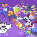 Cover art voor Cassette beasts. Het logo van de game staat links onderin met Kayleigh vooraan gevolgd door verscheidene Beasts.