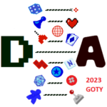 De thumbnail versie van het logo van Digitaal & Analoog, maar met de toegevoegde woorden '2023 GOTY'