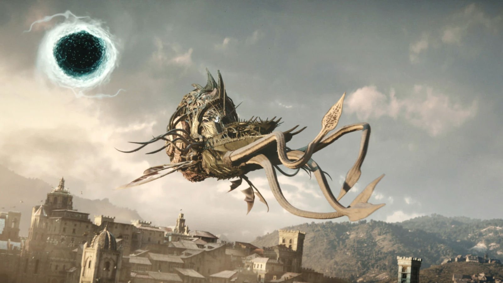 Een screenshot van een nautiloid uit Baldur's Gate 3. Dit levende schip kan reizen in de ruimte en zelfs naar verschillende dimensies gaan.