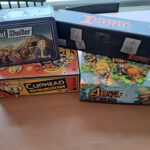 Vier bordspeladaptaties die gebaseerd zijn op videogames. Op de foto staan Fallout Shelter, The Binding of Isaac: Four Souls, Cuphead: The Fast Rolling Dice Game en Crossmaster Arena.