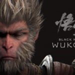 De banner voor Black Myth: Wukong. Een closeup van Wukongs gezicht gegen een zwarte achtergrond.