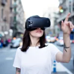 Een stock foto van een vrouw met een VR bril