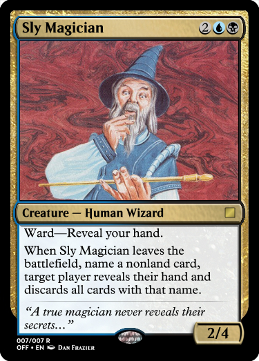 Een custom magickaart van LeylineOfThe. Een magiër spreekt zijn iconische woorden: "A true magician never reveals their secrets."https://www.reddit.com/r/custommagic/comments/1d9xv44/sly_magician/?rdt=36707