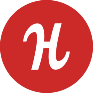 Het logo van Humble Bundle, een witte H voor een rode achtergrond