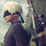 Een screenshot van 9S in de New Game+ van NieR: Automata