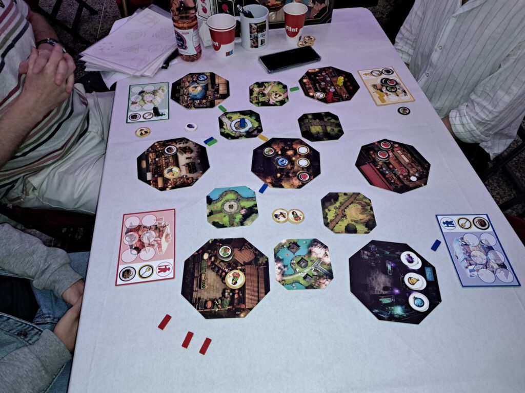 Een prototype van Spatula, een bordspel die ik probeerde op Ducosim