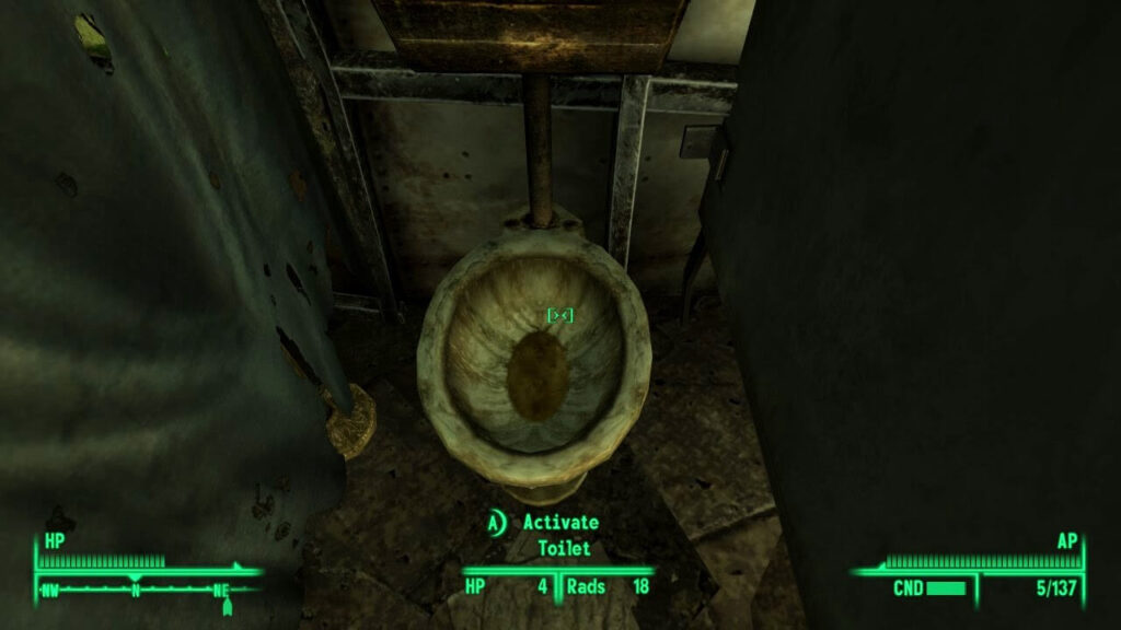 In de post-apocalyptische wereld van Fallout 3 moet je soms zelfs genoegen maken van bestraald water uit de wc pot.