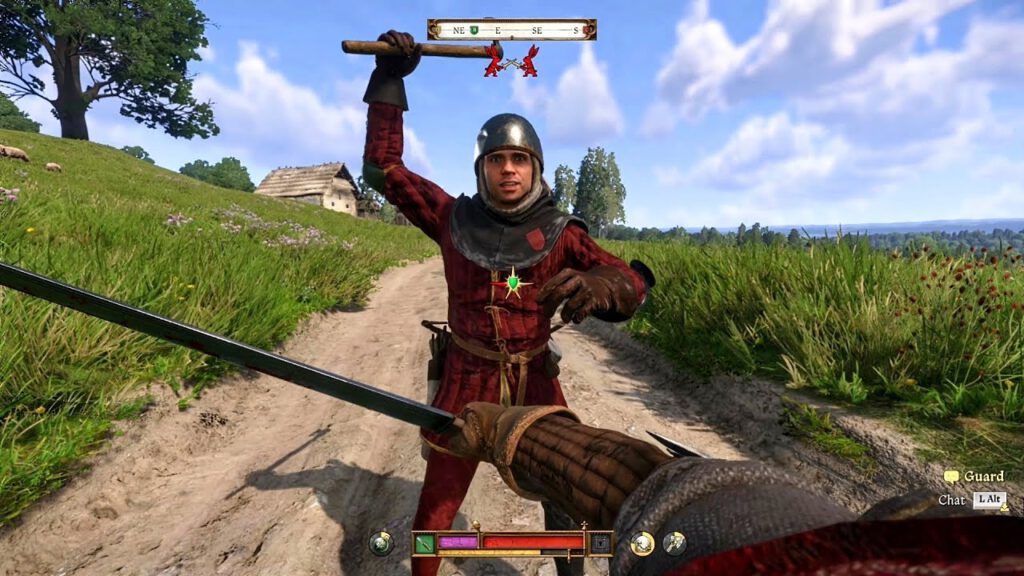 Na een misdaad krijgt Henry aan de stok met een wachter. Een screenshot uit Kingdom Come: Deliverance 2.