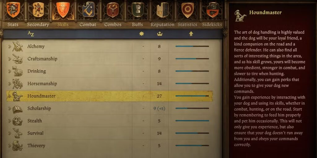 Deze speler heeft al flink wat tijd besteed aan zijn beste maat, Mutt de hond. Een screenshot uit Kingdom Come: Deliverance 2.