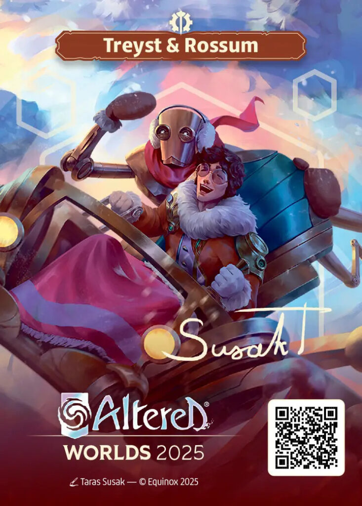 De full art WCQ versie van Treyst. Een kaart uit Altered.