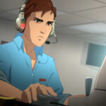 Robert zit achter zijn bureau, klaar om helden te hulp te schieten. Een screenshot uit Dispatch.