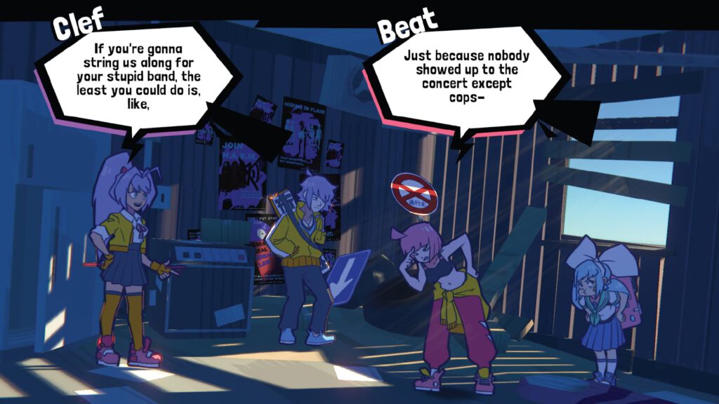 Clef en Beat hebben weer eens ruzie. Een screenshot uit UNBEATABLE.