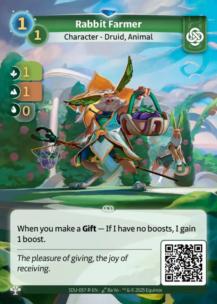 De rare versie van Rabbit Farmer, een kaart in Altered.