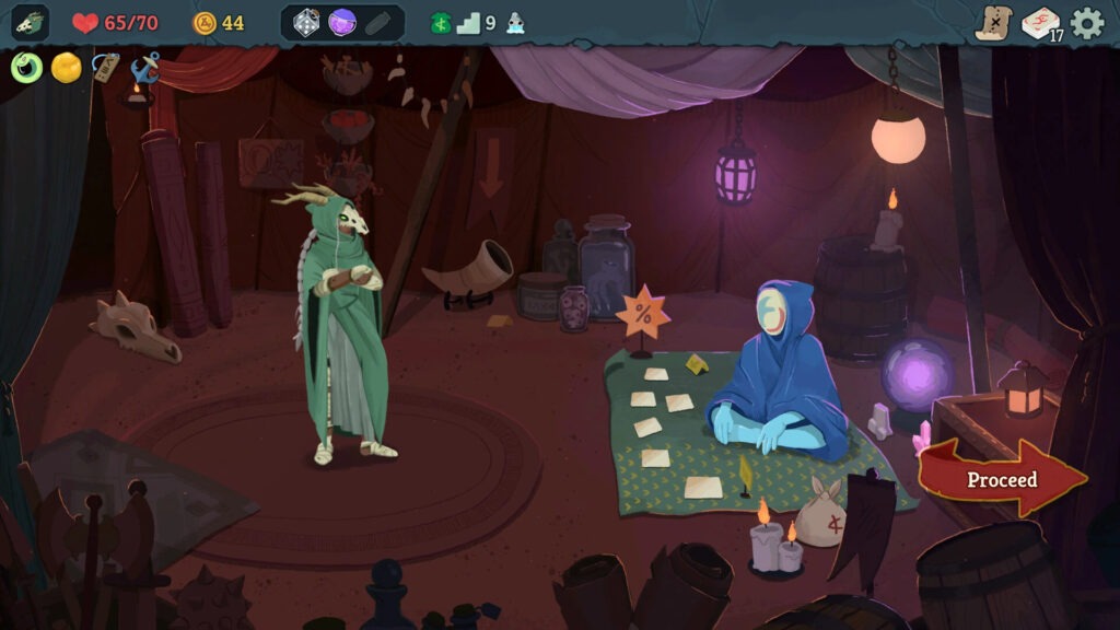 De Silent bezoekt de winkel. Een screenshot uit Slay the Spire 2.
