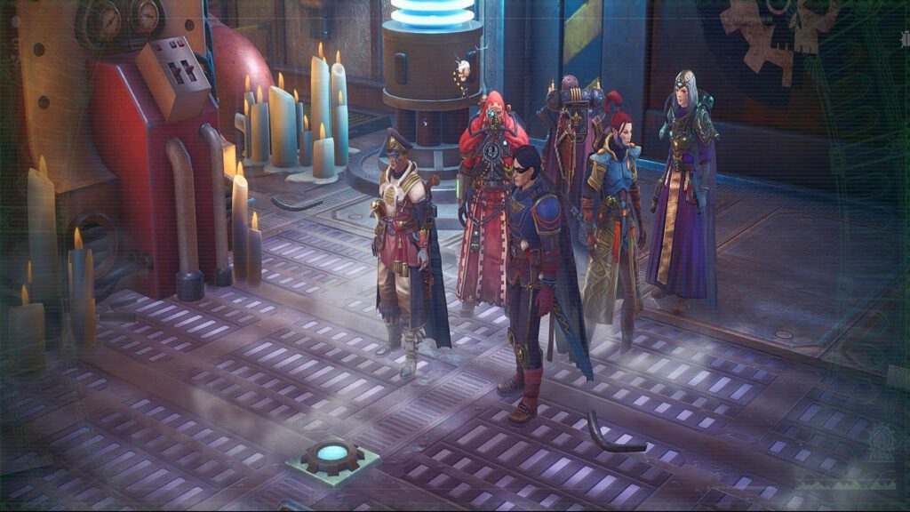 Zes personages staan samen in Warhammer 40,000: Rogue Trader.