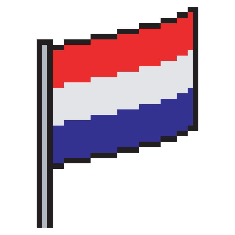 De rood-wit-blauw van de Nederlandse vlagm, gepixelleerd.