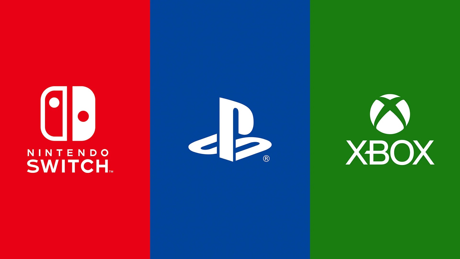 De logo's van de drie populairste consoles naast elkaar