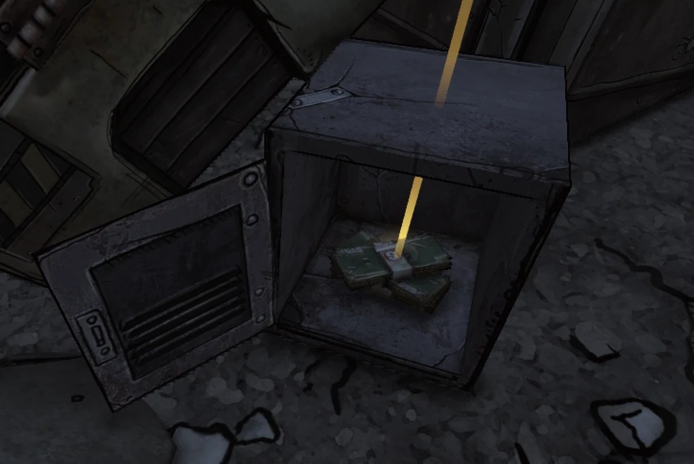 Goedkope games zijn zeldzaam. Daarom bewaren we ons geld in een kluis. Een screenshot uit Borderlands.