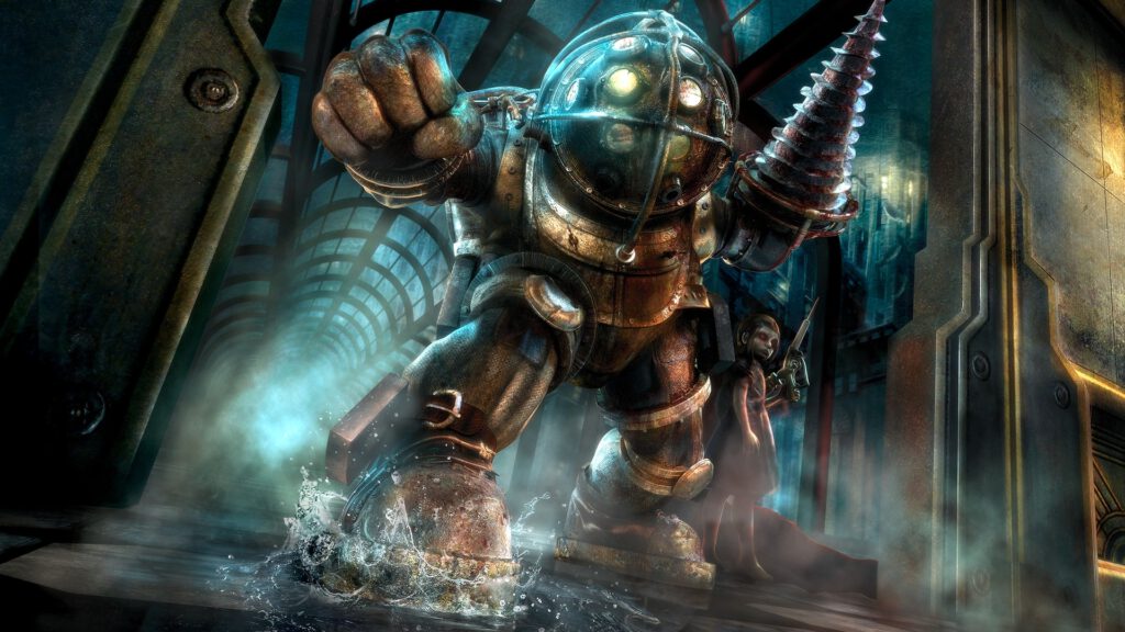 Een Big Daddy uit Bioshock, in de gangen van Rapture.