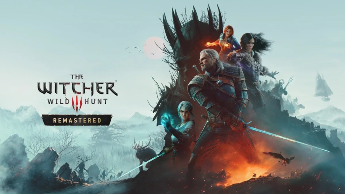 Key art voor The Witcher 3 Remastered, met een aantal bekende gezichten.