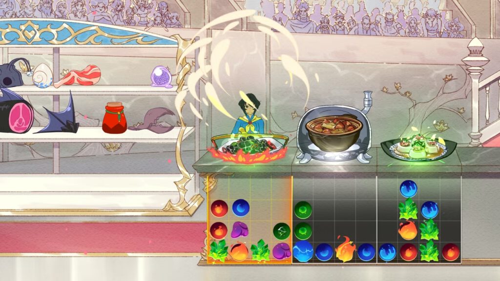 Mina is lekker aan het koken. Een screenshot uit Battle Chef Brigade.